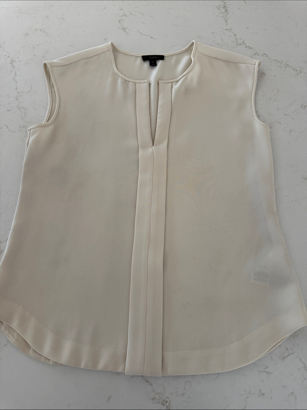 J. Crew Cream Sleeveless Split-Neck Blouse